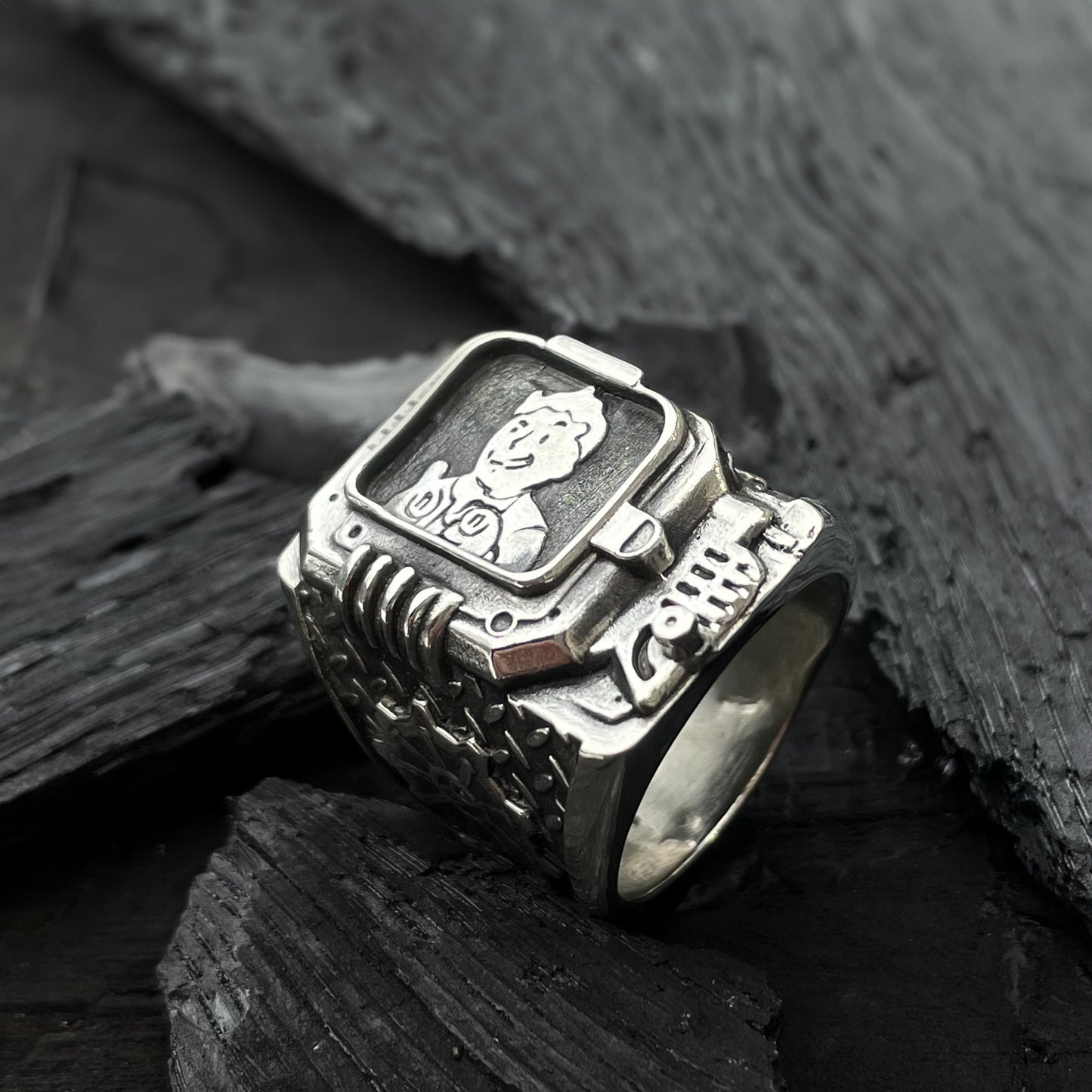 Sterling silver Pip-Boy ring