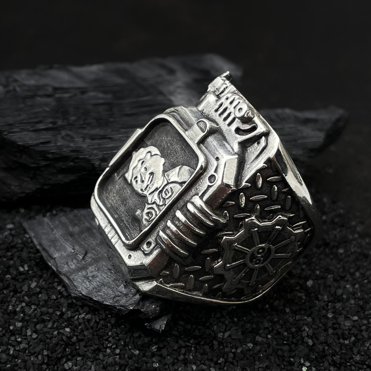 Sterling silver Pip-Boy ring