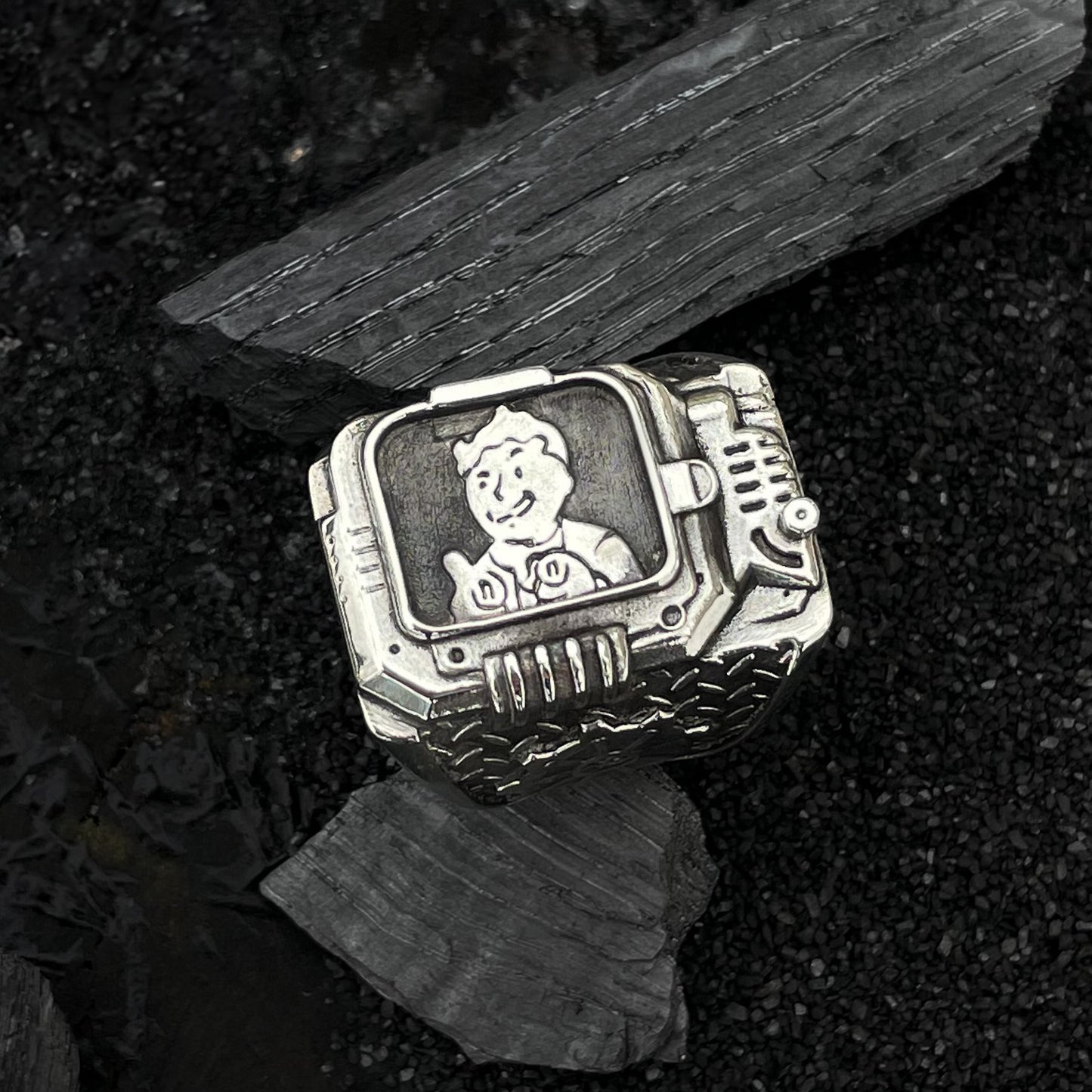 Sterling silver Pip-Boy ring
