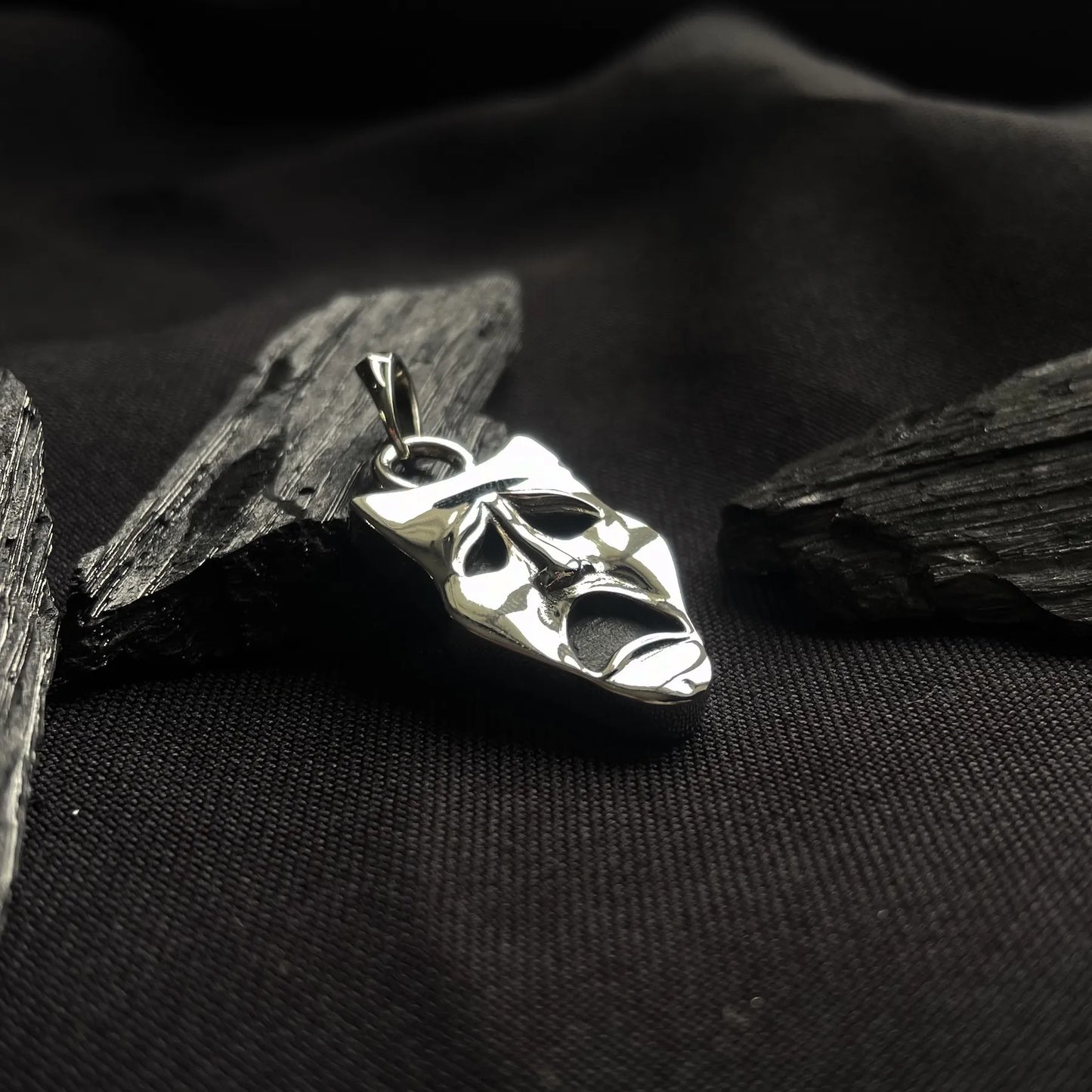 Sterling Silver Theatre Tragedy Mask Pendant