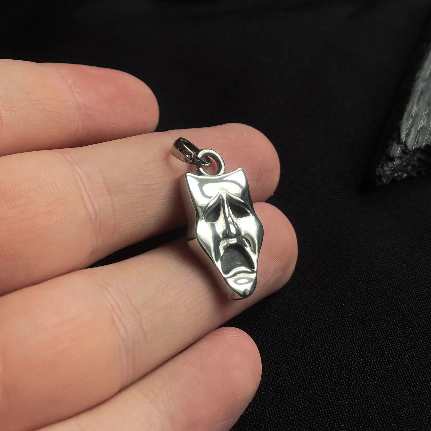 Sterling Silver Theatre Tragedy Mask Pendant