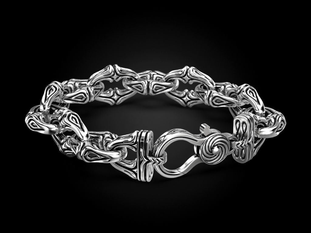Biker style brutal gothic silver bracelet
