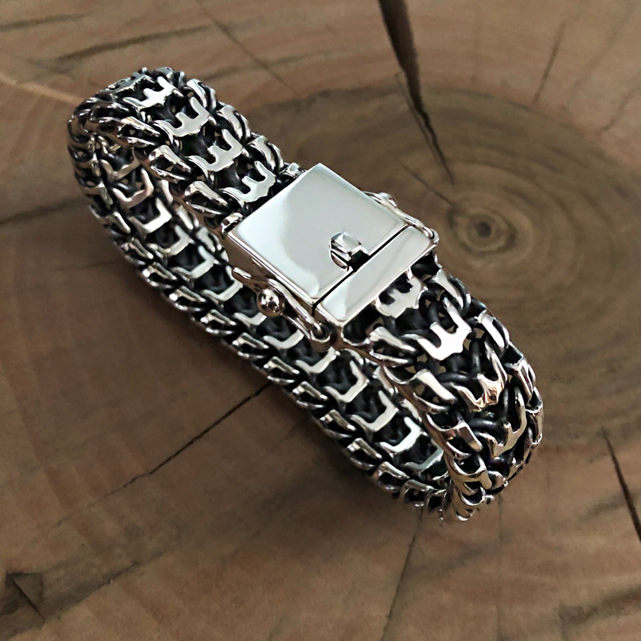 Sterling silver "Ukrainian trident" bracelet