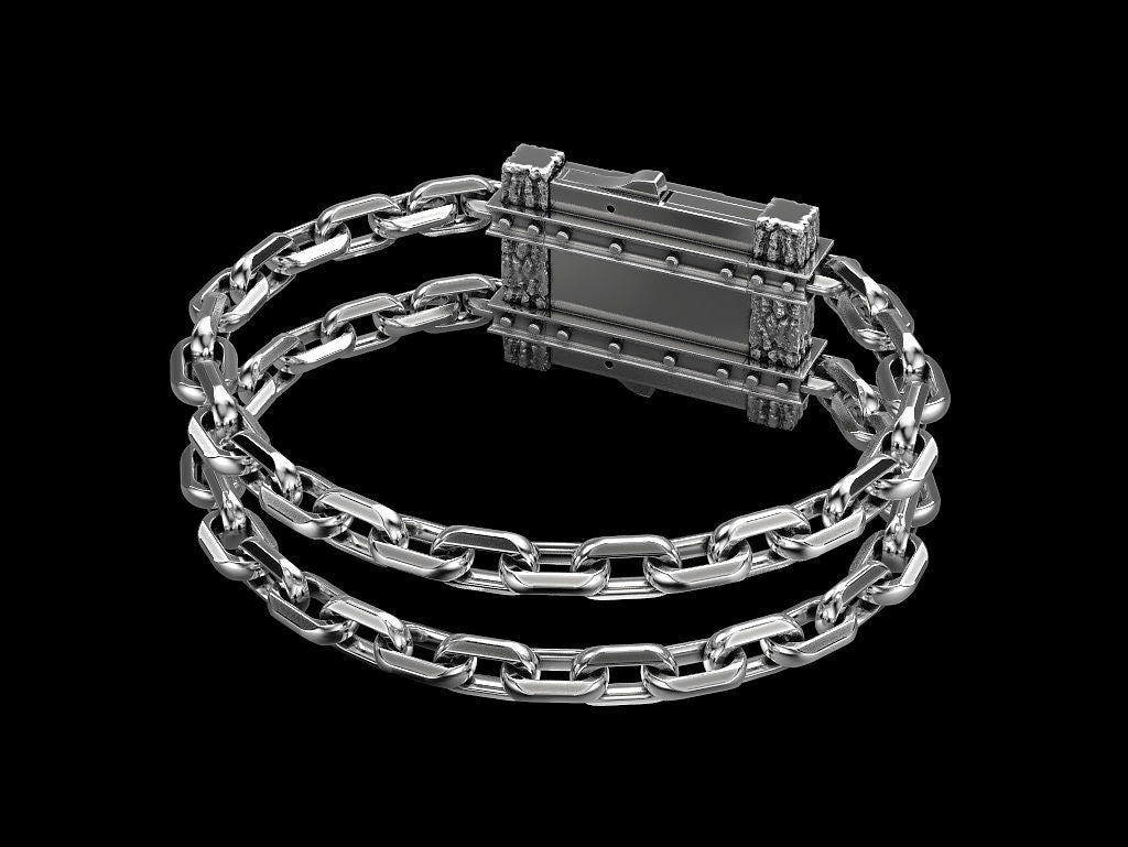Gothic style Sterling Silver Skull Bracelet