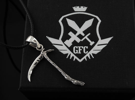 {{jewelry_for_geeks}} - {{ GameFanCraft}} Pendant Silver Gothic Scythe Necklace