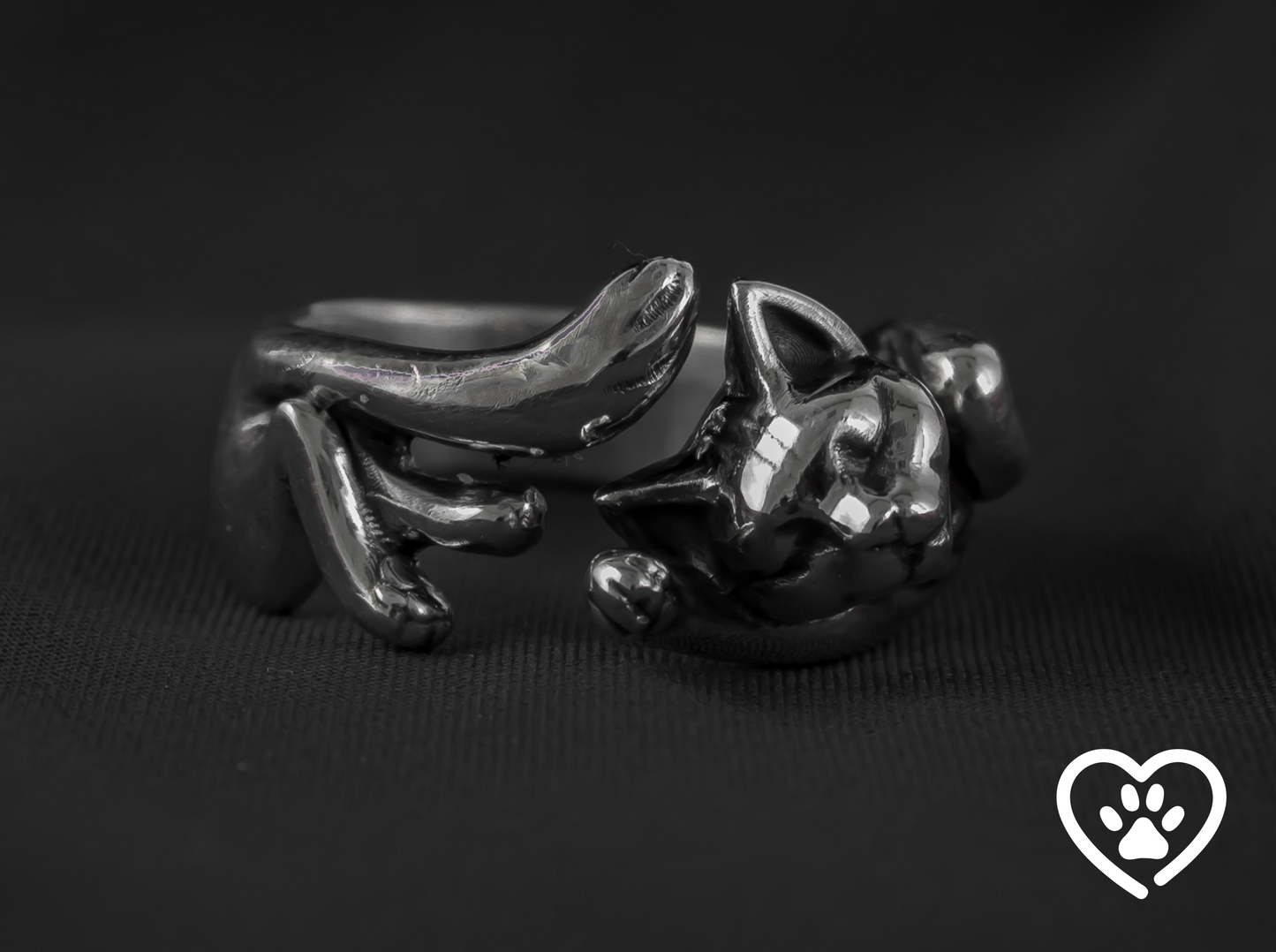 {{jewelry_for_geeks}} - {{ GameFanCraft}} Ring Silver Lazy Cat Ring