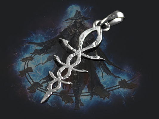 {{jewelry_for_geeks}} - {{ GameFanCraft}} Pendant Silver Bloodborne Hunter Byrgenwerth Oath Corruption Rune Necklace
