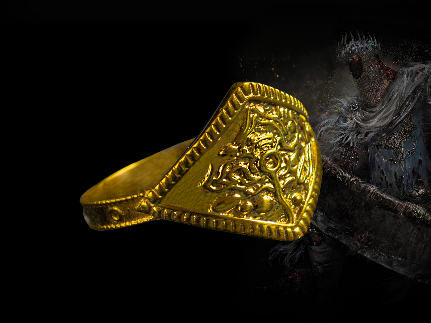 {{jewelry_for_geeks}} - {{ GameFanCraft}} Rings Gold Plated Silver Dark Souls Ring of Favor and Protection