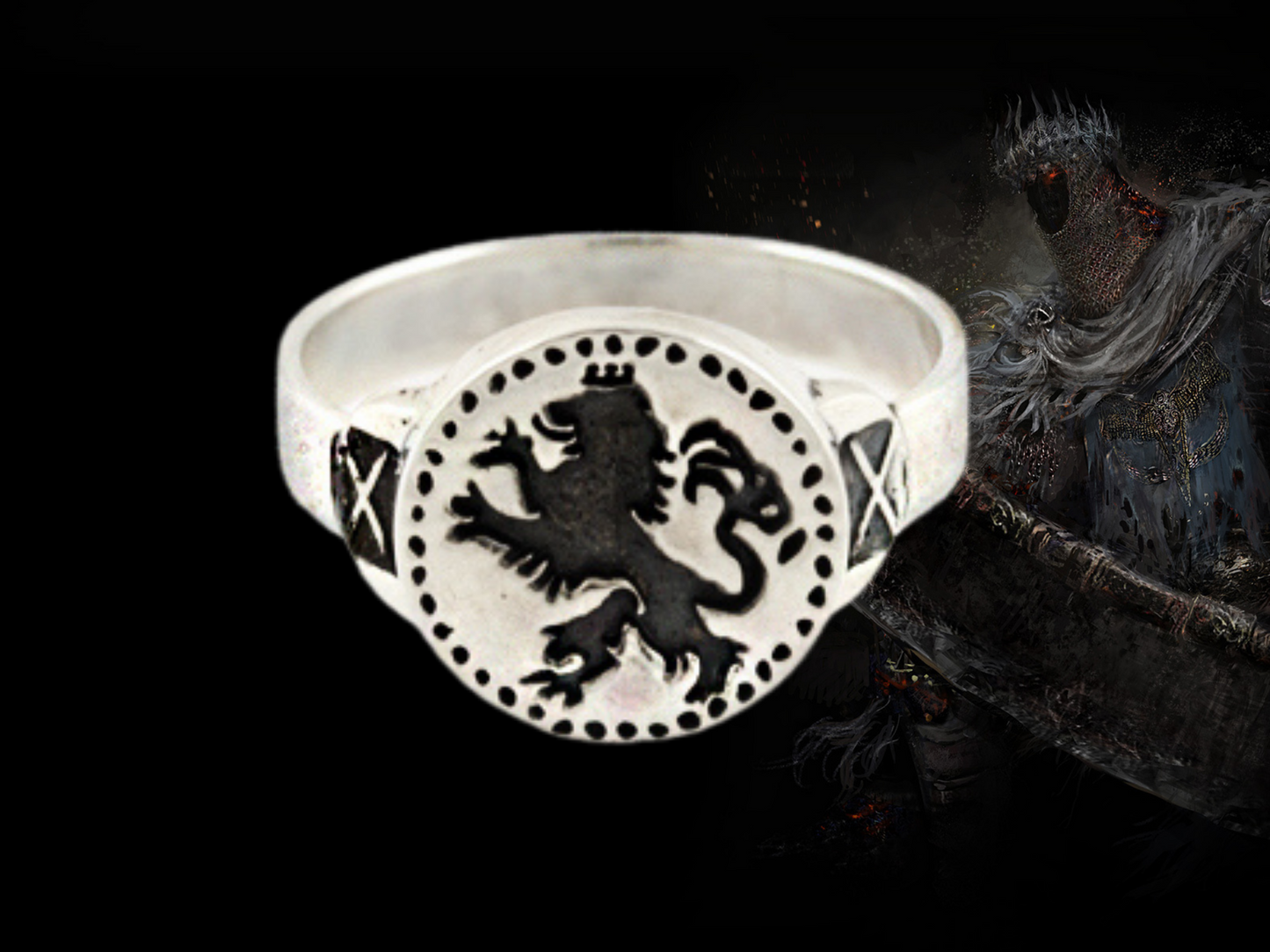 {{jewelry_for_geeks}} - {{ GameFanCraft}} Ring Silver Dark Souls Leo Ring Ornstein the Dragonslayer