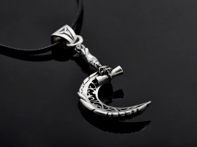 {{jewelry_for_geeks}} - {{ GameFanCraft}} Pendant Silver Jargal Sickle