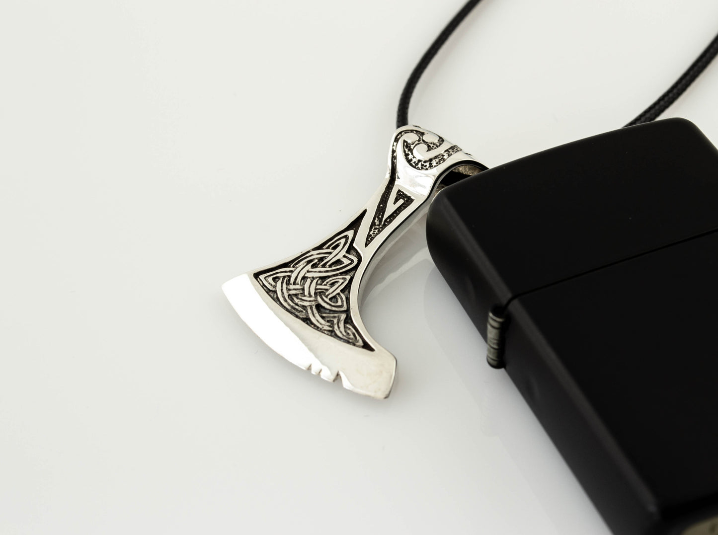 {{jewelry_for_geeks}} - {{ GameFanCraft}} Pendant Silver Viking pendant battle Axe, Celtic pattern jewelry, Scandinavian triskele pendant