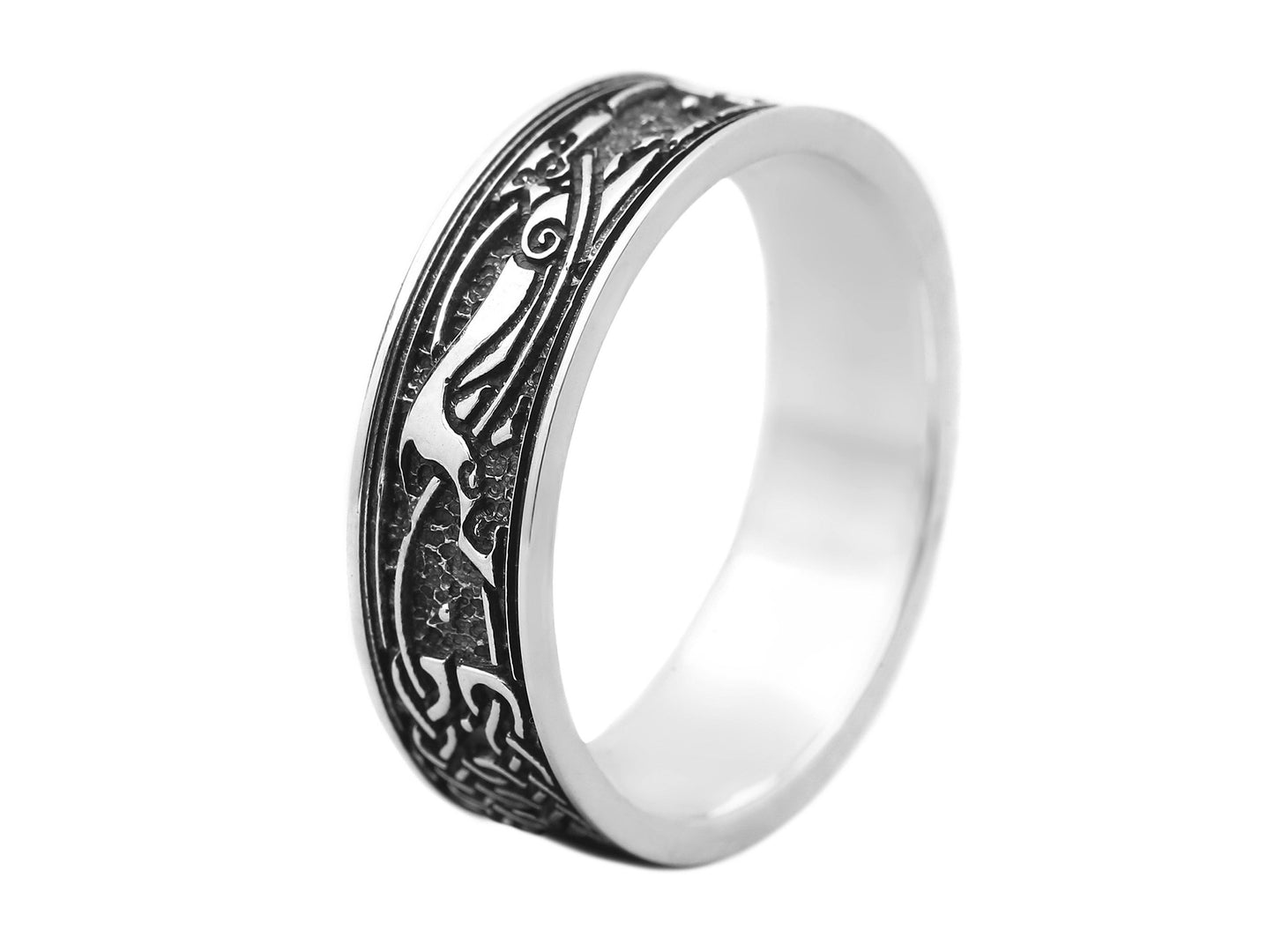 {{jewelry_for_geeks}} - {{ GameFanCraft}} Ring Silver Scandinavian ring with an animal pattern