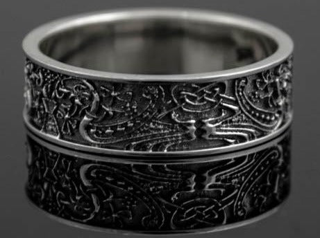 {{jewelry_for_geeks}} - {{ GameFanCraft}} Ring Silver Scandinavian ring with guarding symbols