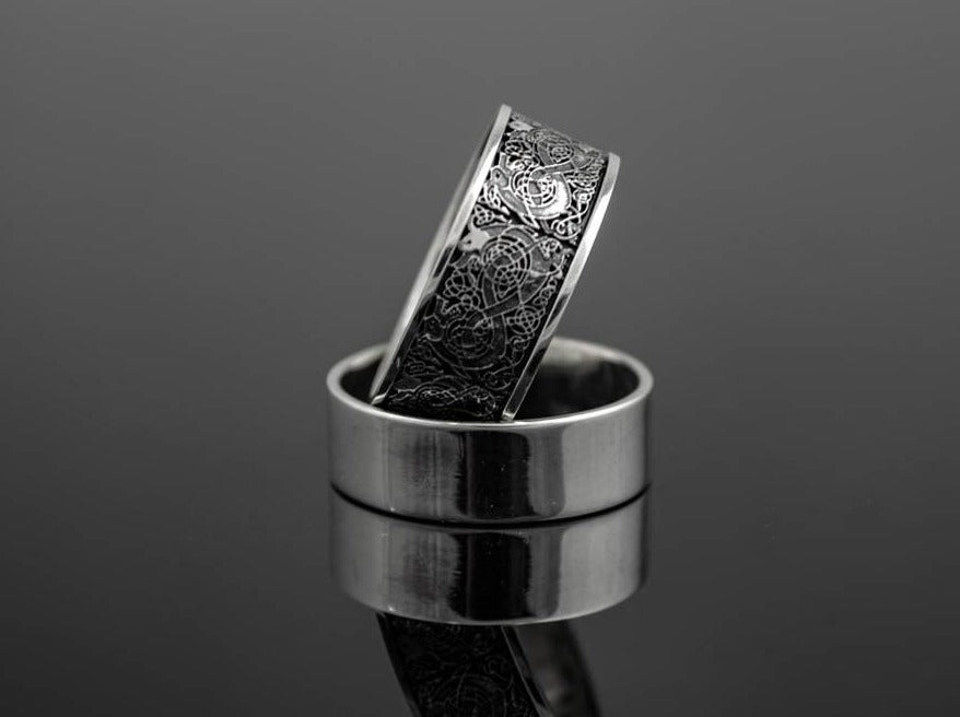 {{jewelry_for_geeks}} - {{ GameFanCraft}} Ring Silver Scandinavian ring with mythical creatures
