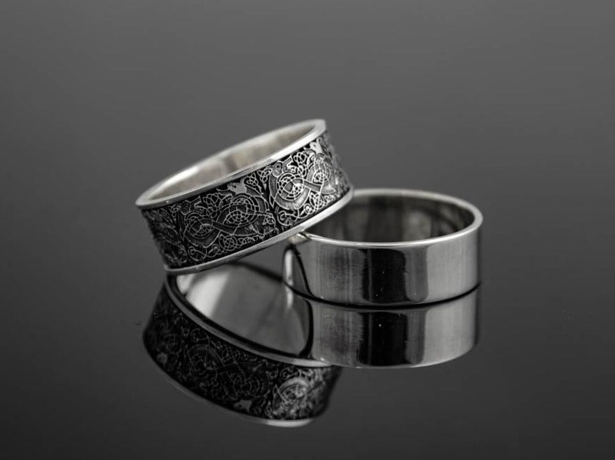 {{jewelry_for_geeks}} - {{ GameFanCraft}} Ring Silver Scandinavian ring with mythical creatures