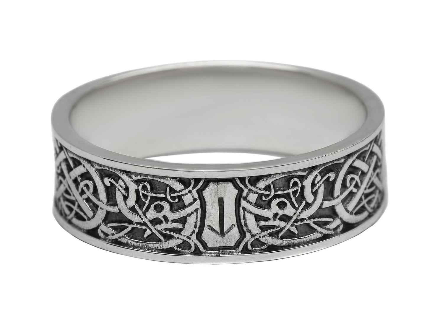 {{jewelry_for_geeks}} - {{ GameFanCraft}} Ring Silver Scandinavian ring with a rune Tiwaz