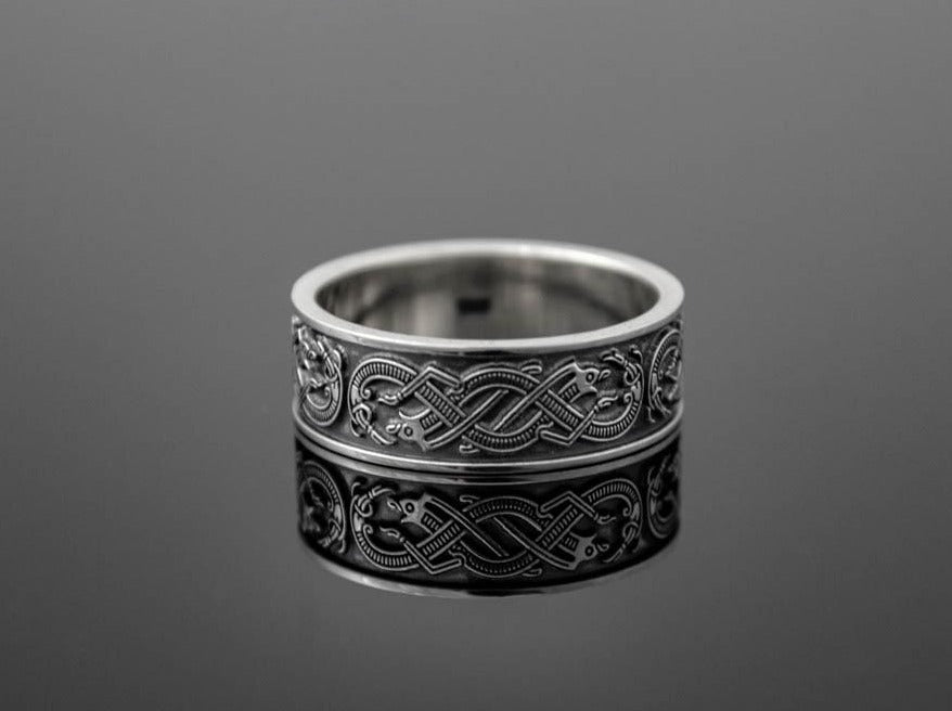 {{jewelry_for_geeks}} - {{ GameFanCraft}} Ring Silver Scandinavian ring with sea monsters