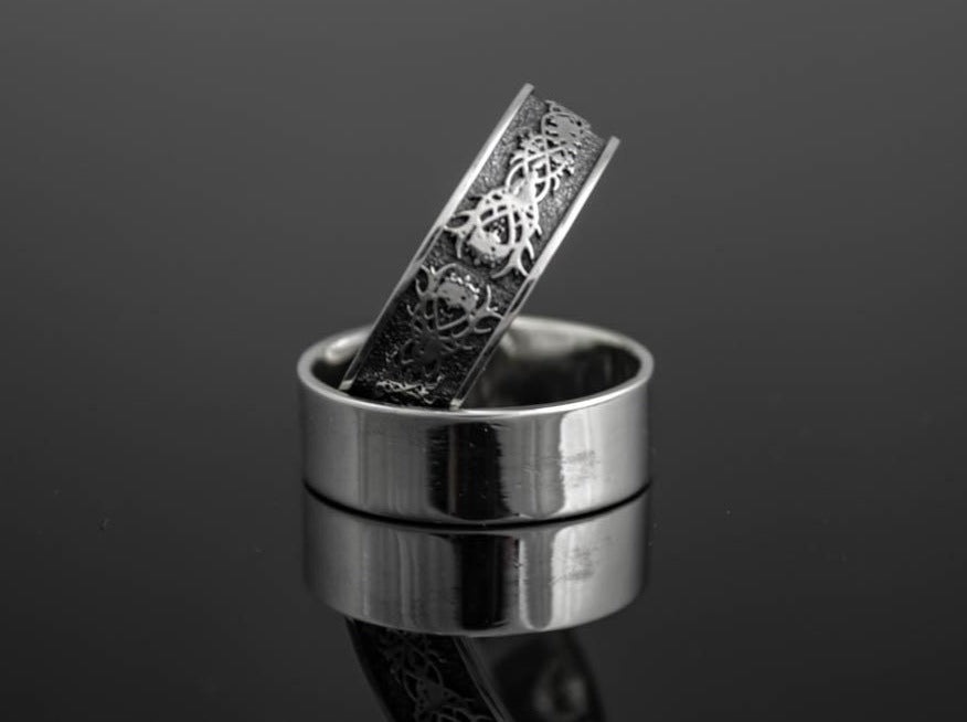 {{jewelry_for_geeks}} - {{ GameFanCraft}} Ring Silver Scandinavian ring with plant patterns