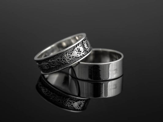 {{jewelry_for_geeks}} - {{ GameFanCraft}} Ring Silver Scandinavian ring with plant patterns