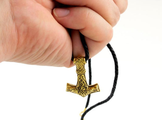 {{jewelry_for_geeks}} - {{ GameFanCraft}} Pendant Brass Thor's Hammer (Mjolnir) Pendant