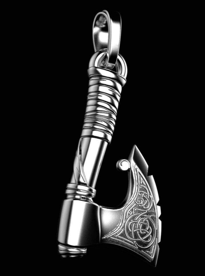 {{jewelry_for_geeks}} - {{ GameFanCraft}} Pendant Silver Celtic Axe pendant