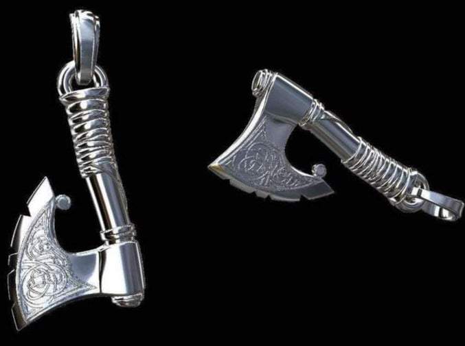{{jewelry_for_geeks}} - {{ GameFanCraft}} Pendant Silver Celtic Axe pendant