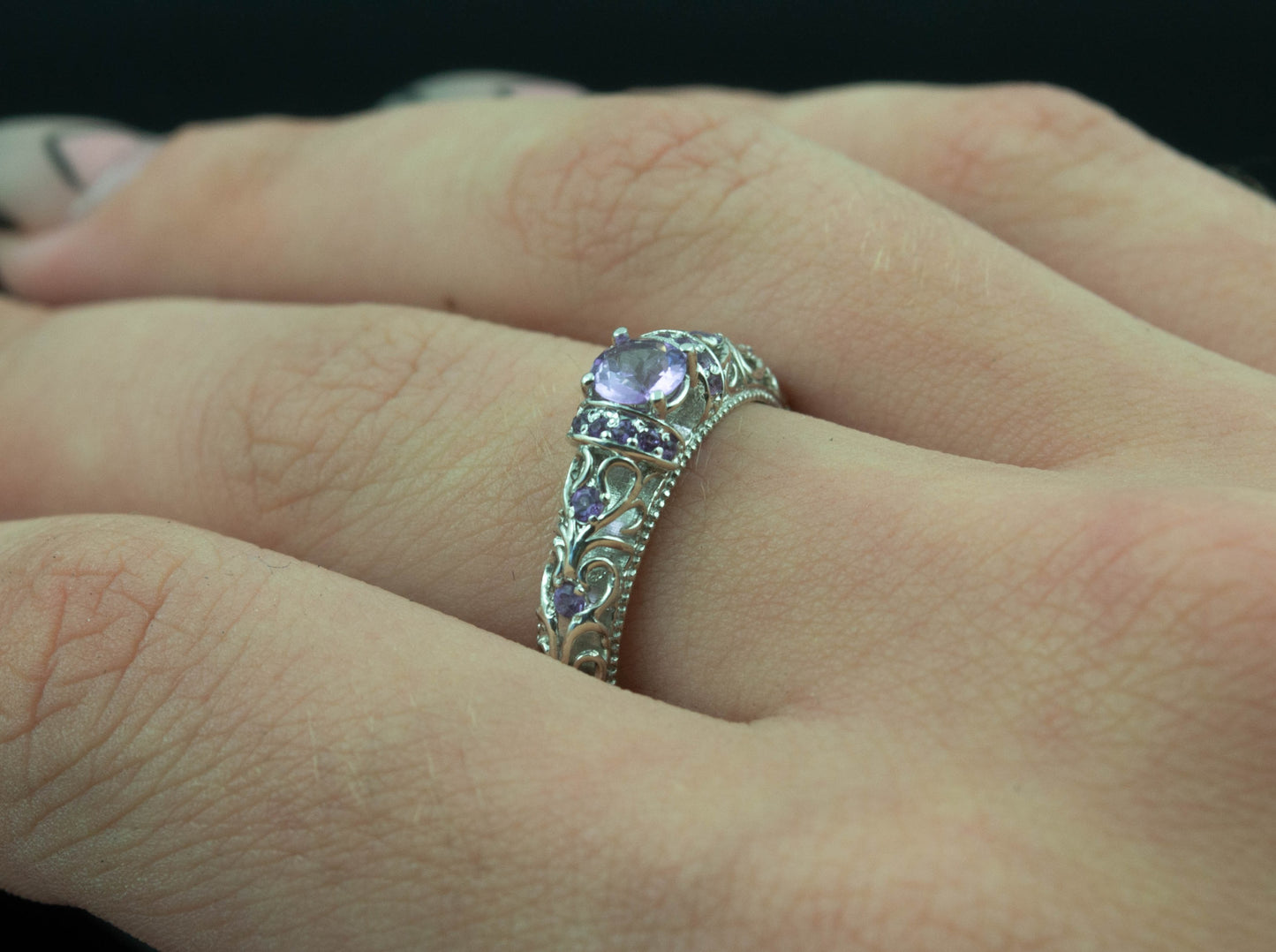 {{jewelry_for_geeks}} - {{ GameFanCraft}} Ring Silver Wedding ring with amethysts