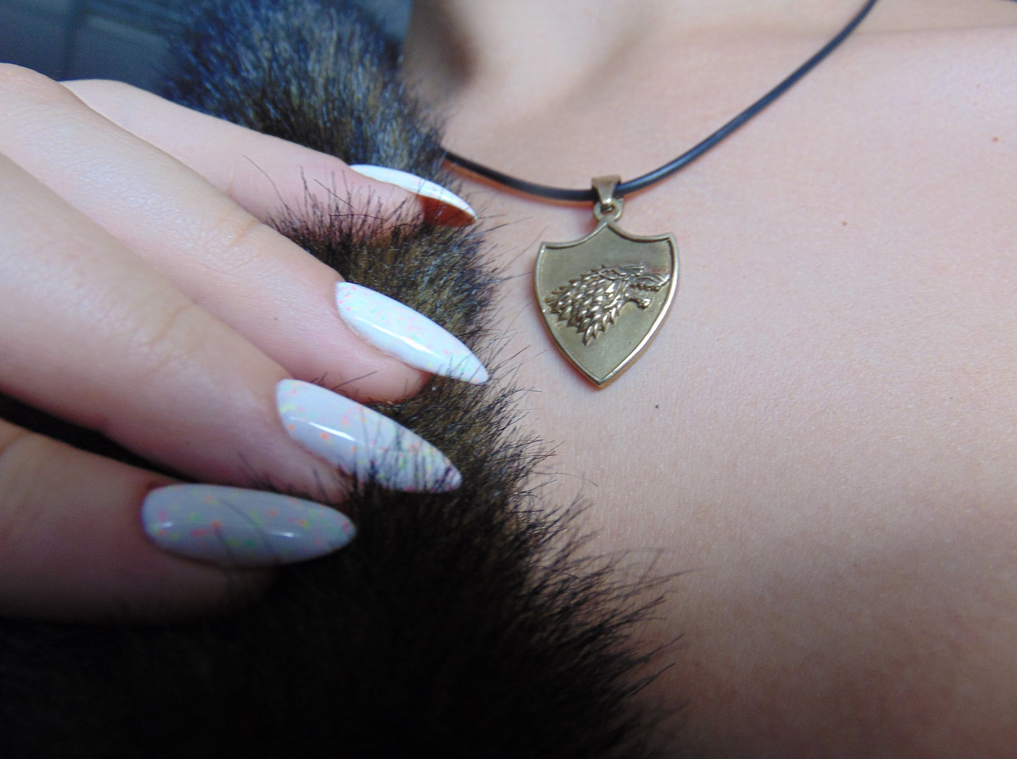 {{jewelry_for_geeks}} - {{ GameFanCraft}} Pendant Brass House Stark Wolf Head Pendant