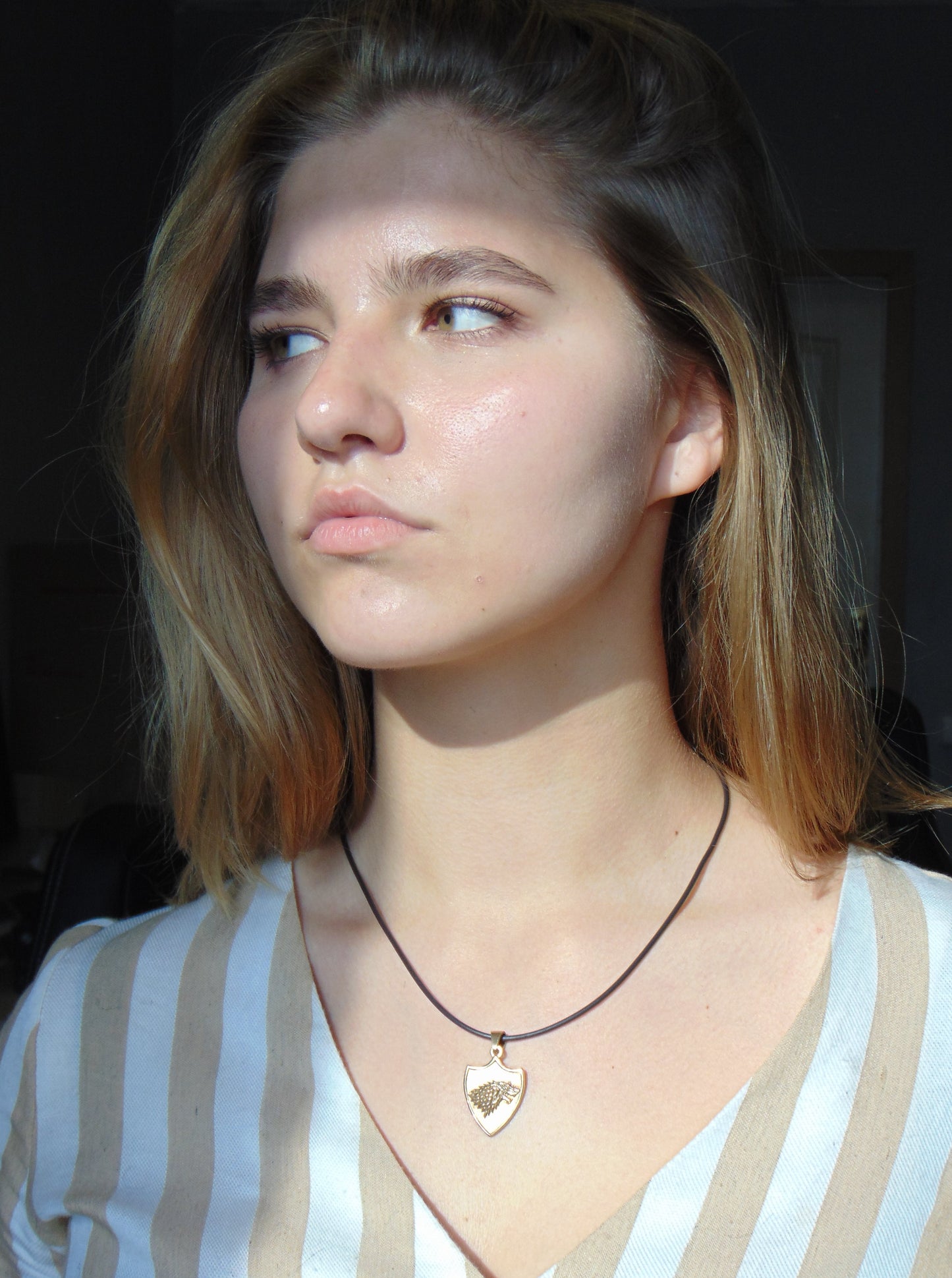 {{jewelry_for_geeks}} - {{ GameFanCraft}} Pendant Brass House Stark Wolf Head Pendant