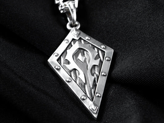{{jewelry_for_geeks}} - {{ GameFanCraft}} Pendant Silver Warcraft Horde Symbol Pendant