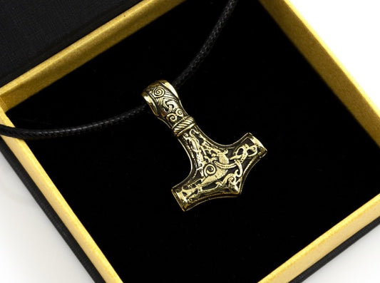 {{jewelry_for_geeks}} - {{ GameFanCraft}} Pendant Brass Viking's Thor's Hammer Pendant Mammen Village