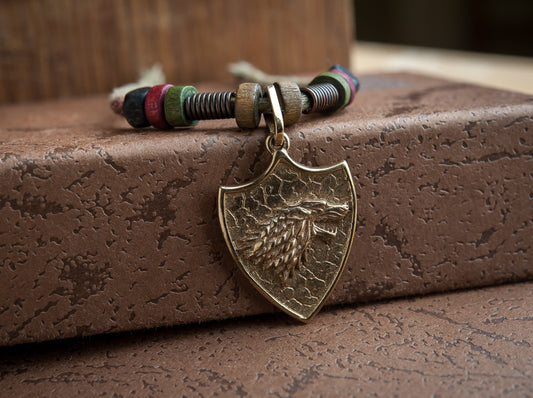 {{jewelry_for_geeks}} - {{ GameFanCraft}} Pendant Brass House Stark Wolf Head Pendant