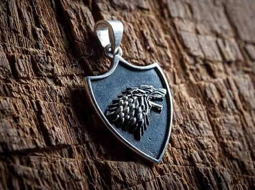 {{jewelry_for_geeks}} - {{ GameFanCraft}} Pendant Brass House Stark Wolf Head Pendant