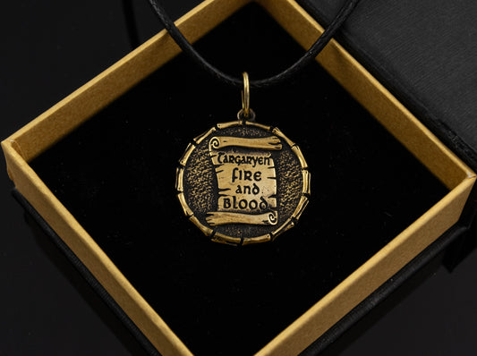 {{jewelry_for_geeks}} - {{ GameFanCraft}} Pendant Brass House Targaryen Dragon Pendant