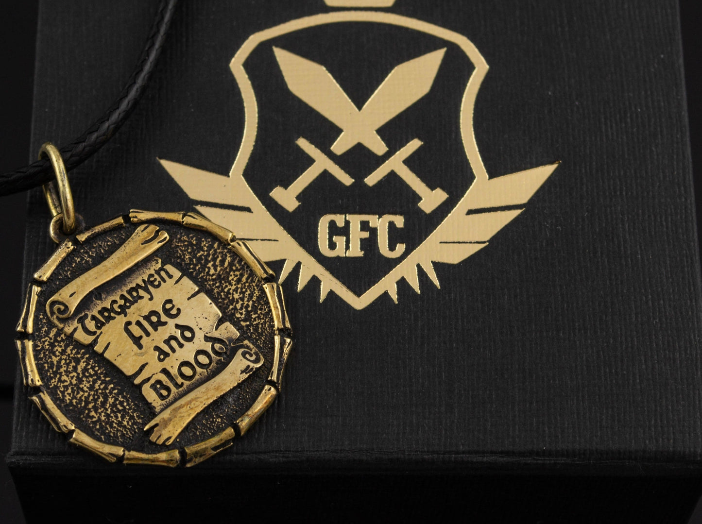 {{jewelry_for_geeks}} - {{ GameFanCraft}} Pendant Brass House Targaryen Dragon Pendant