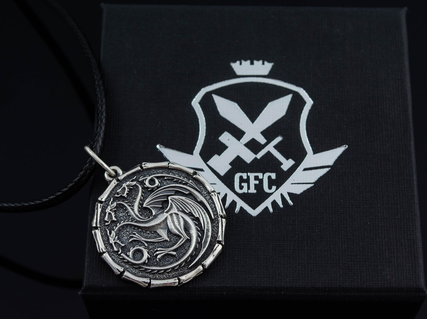 {{jewelry_for_geeks}} - {{ GameFanCraft}} Pendant Brass House Targaryen Dragon Pendant
