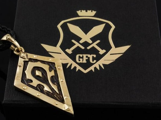{{jewelry_for_geeks}} - {{ GameFanCraft}} Pendant Brass Warcraft Horde Symbol Pendant