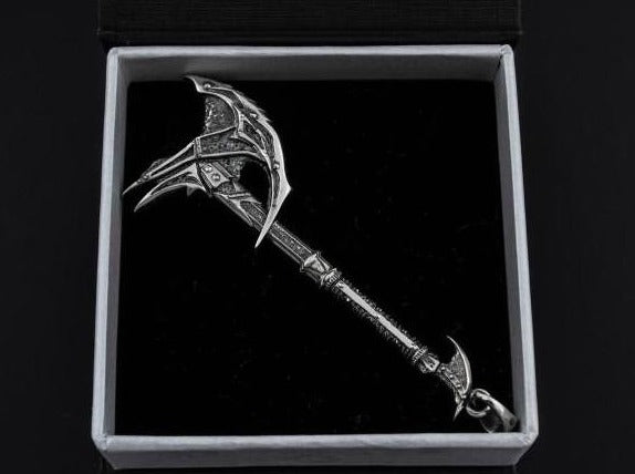 {{jewelry_for_geeks}} - {{ GameFanCraft}} Pendant Silver Daedric Battle Axe Pendant