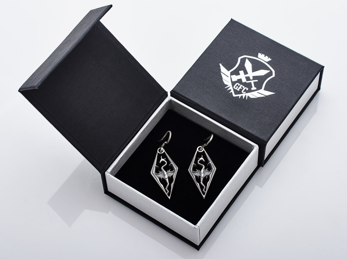 {{jewelry_for_geeks}} - {{ GameFanCraft}} Earrings Silver Elder Scrolls Imperial Dragon earrings