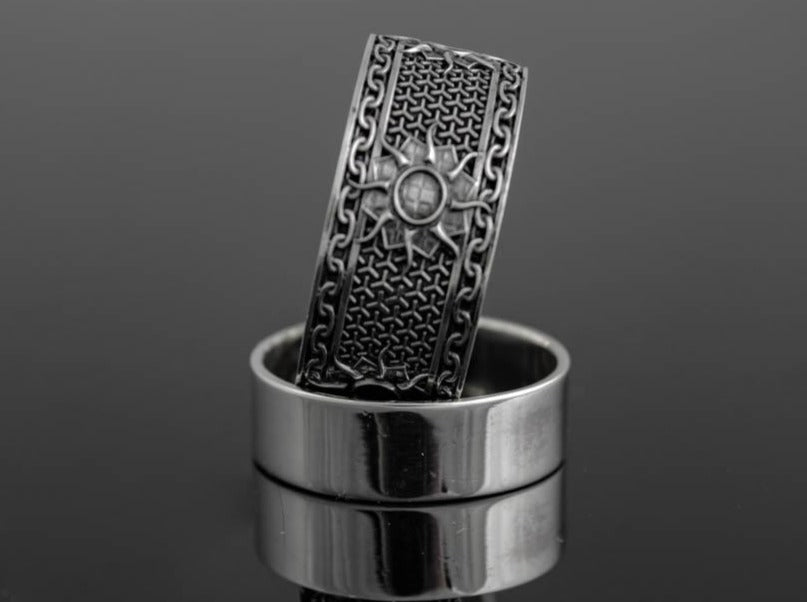 {{jewelry_for_geeks}} - {{ GameFanCraft}} Ring Silver Nilfgaard Sun Ring from the Witcher World