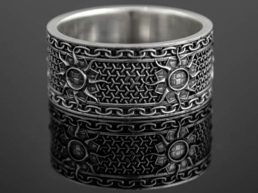 {{jewelry_for_geeks}} - {{ GameFanCraft}} Ring Silver Nilfgaard Sun Ring from the Witcher World