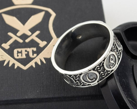 {{jewelry_for_geeks}} - {{ GameFanCraft}} Ring Sterling Silver Daedric Runes Ring