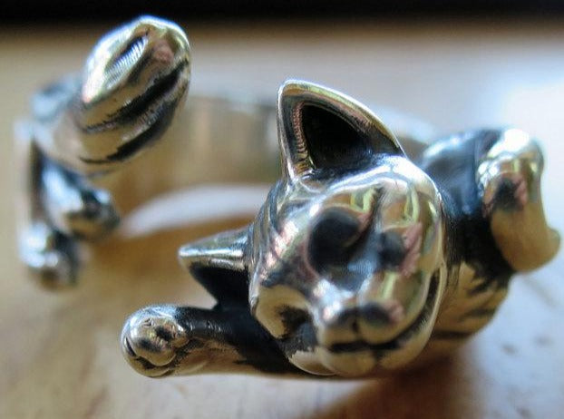 {{jewelry_for_geeks}} - {{ GameFanCraft}} Ring Silver Lazy Cat Ring