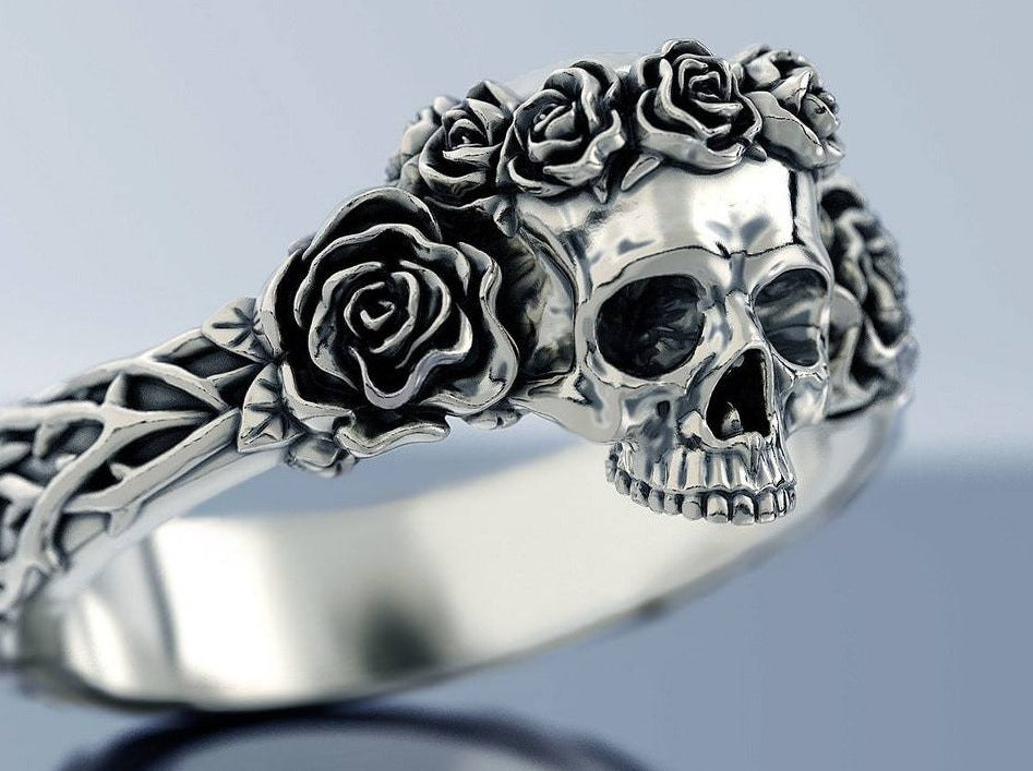 {{jewelry_for_geeks}} - {{ GameFanCraft}} Ring Silver Mexican Skull Ring