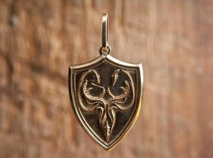 {{jewelry_for_geeks}} - {{ GameFanCraft}} Pendant Brass Greyjoy shield pendant