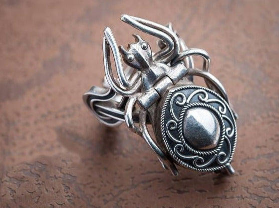 {{jewelry_for_geeks}} - {{ GameFanCraft}} Ring Silver Scarab openable ring with secret space