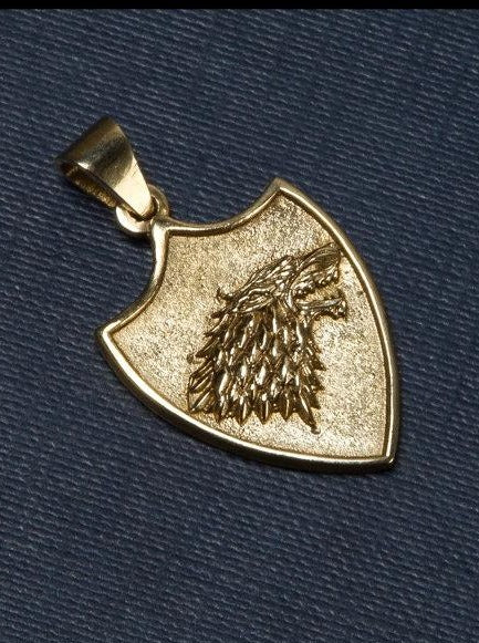 {{jewelry_for_geeks}} - {{ GameFanCraft}} Pendant Brass House Stark Wolf Head Pendant
