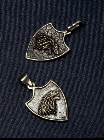 {{jewelry_for_geeks}} - {{ GameFanCraft}} Pendant Brass House Stark Wolf Head Pendant