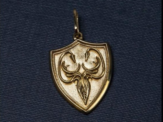 {{jewelry_for_geeks}} - {{ GameFanCraft}} Pendant Brass Greyjoy shield pendant
