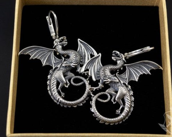 {{jewelry_for_geeks}} - {{ GameFanCraft}} Set Sterling Silver Targaryen Dragon Jewelry Gift Set